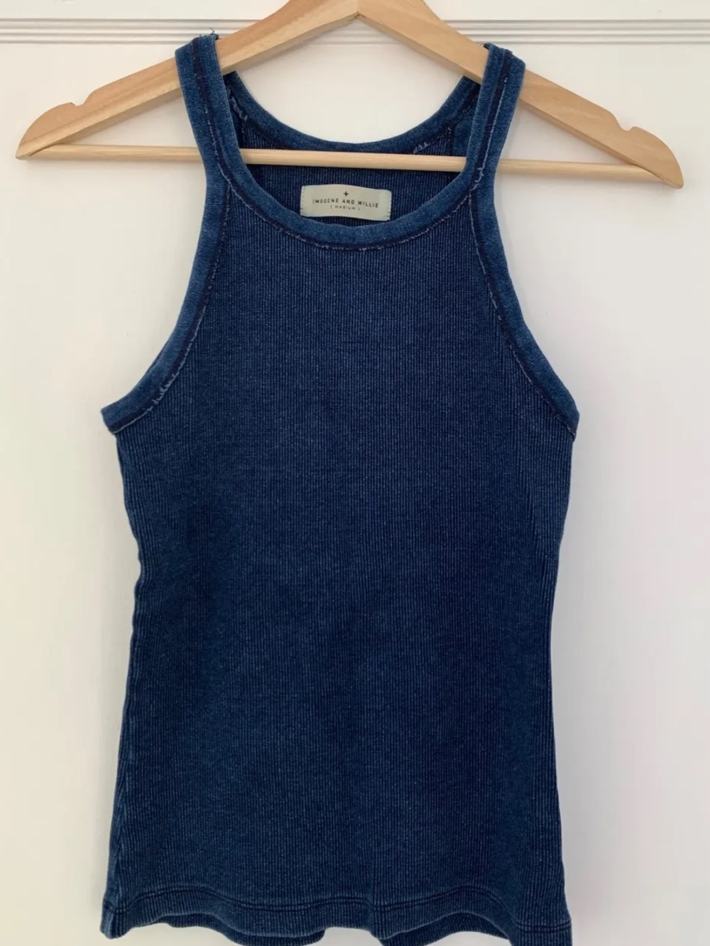 Imogene + Willie Women's Navy ribbed tank top